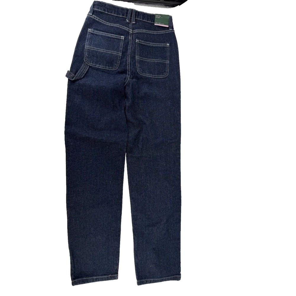 High Rise Straight Leg Carpenter Jeans Wm's 00/32 EasyRigid Workwear Buttonfly - Picture 2 of 12